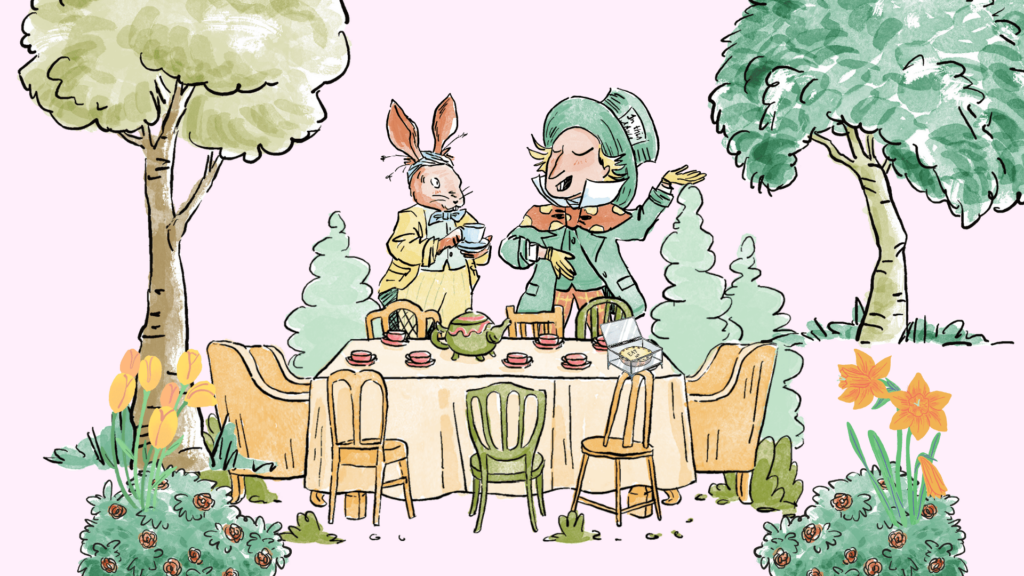 Illustration of a Mad Hatter's Tea Party